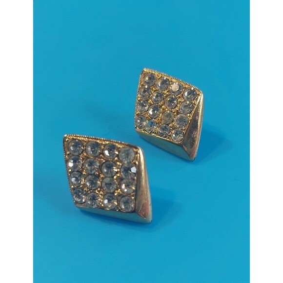 Signed rhinestone earrings marked SC - Picture 5 of 5